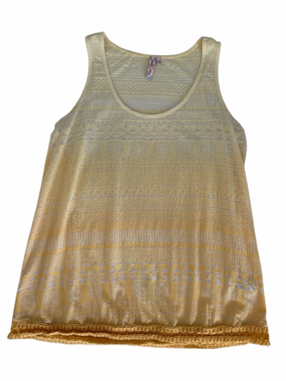 Red Camel Tank Top Juniors XS Yellow Ombré Crochet Lace Stripes Lightweight